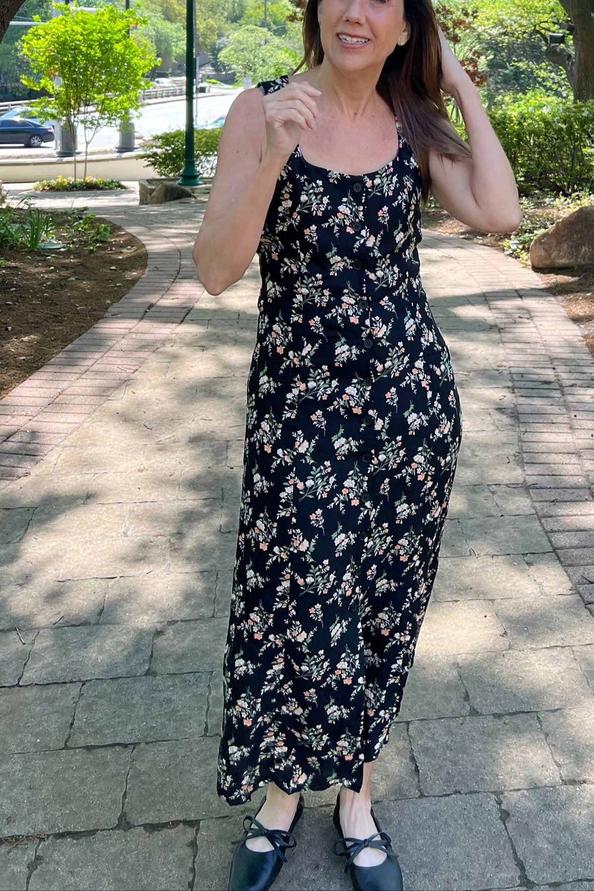 Black Floral Tank Dress