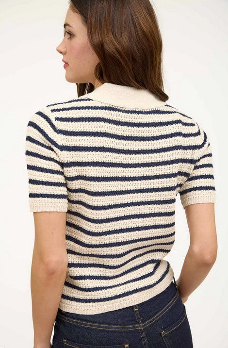 Khaki knit short-sleeve sweater