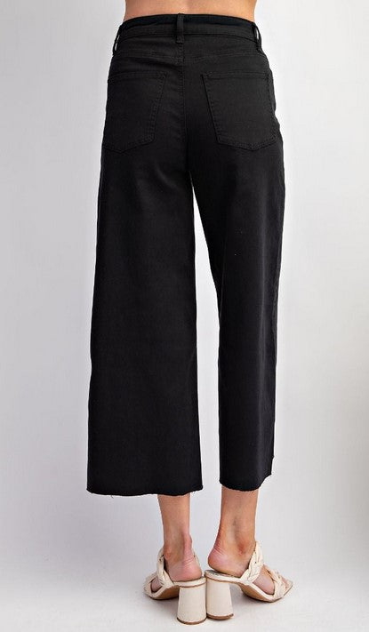 Raw Hem Cropped Jeans: Black