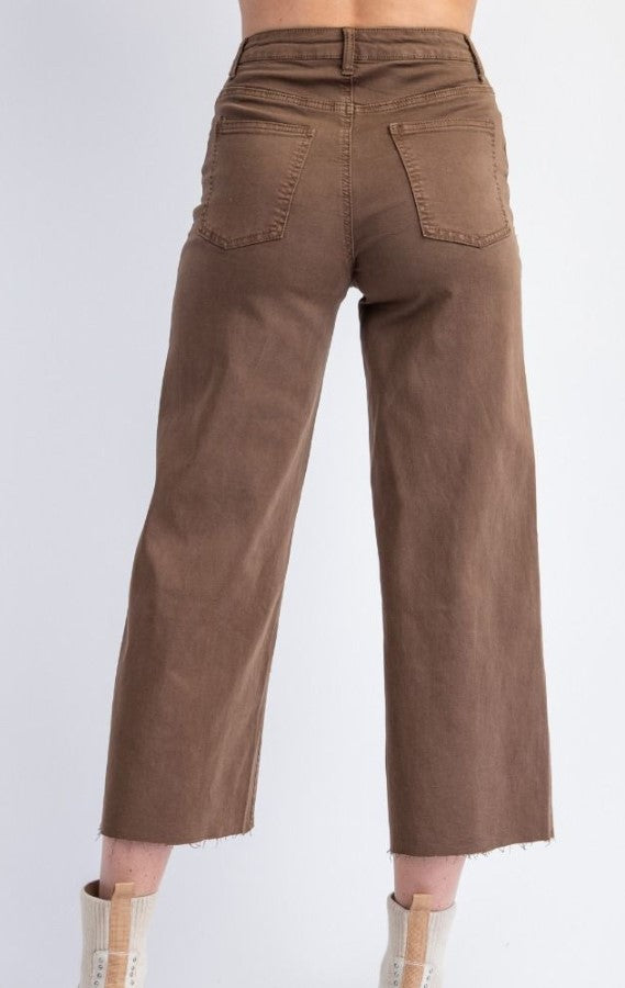 Raw Hem Cropped Jeans: Coffee