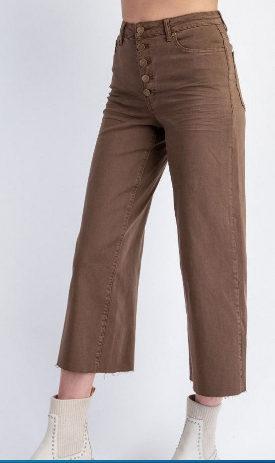 Raw Hem Cropped Jeans: Coffee