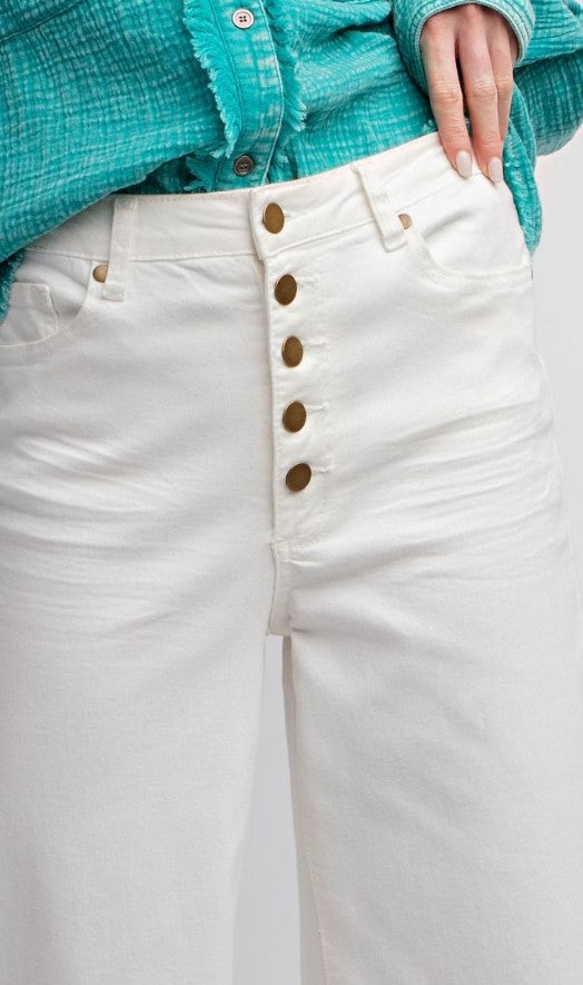 Raw Hem Cropped Jeans: White