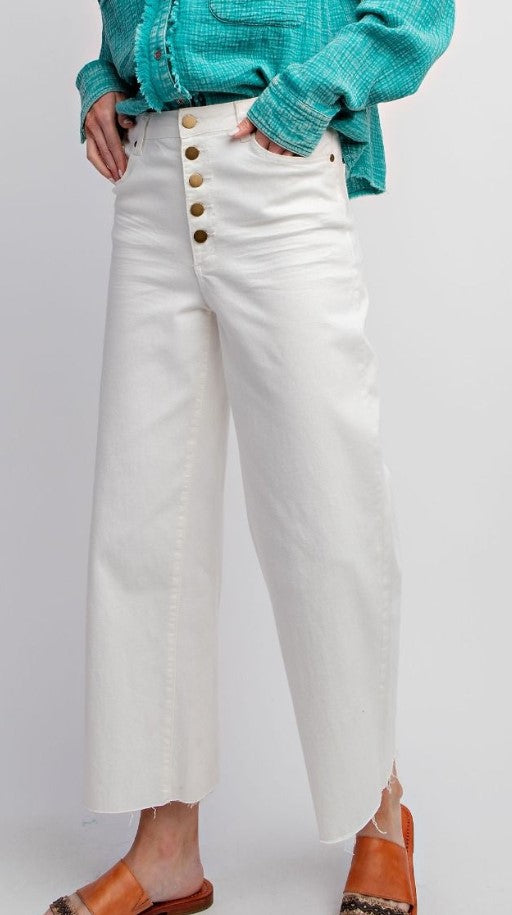 Raw Hem Cropped Jeans: White