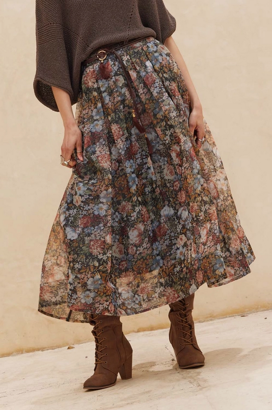 Floral Chiffon Skirt
