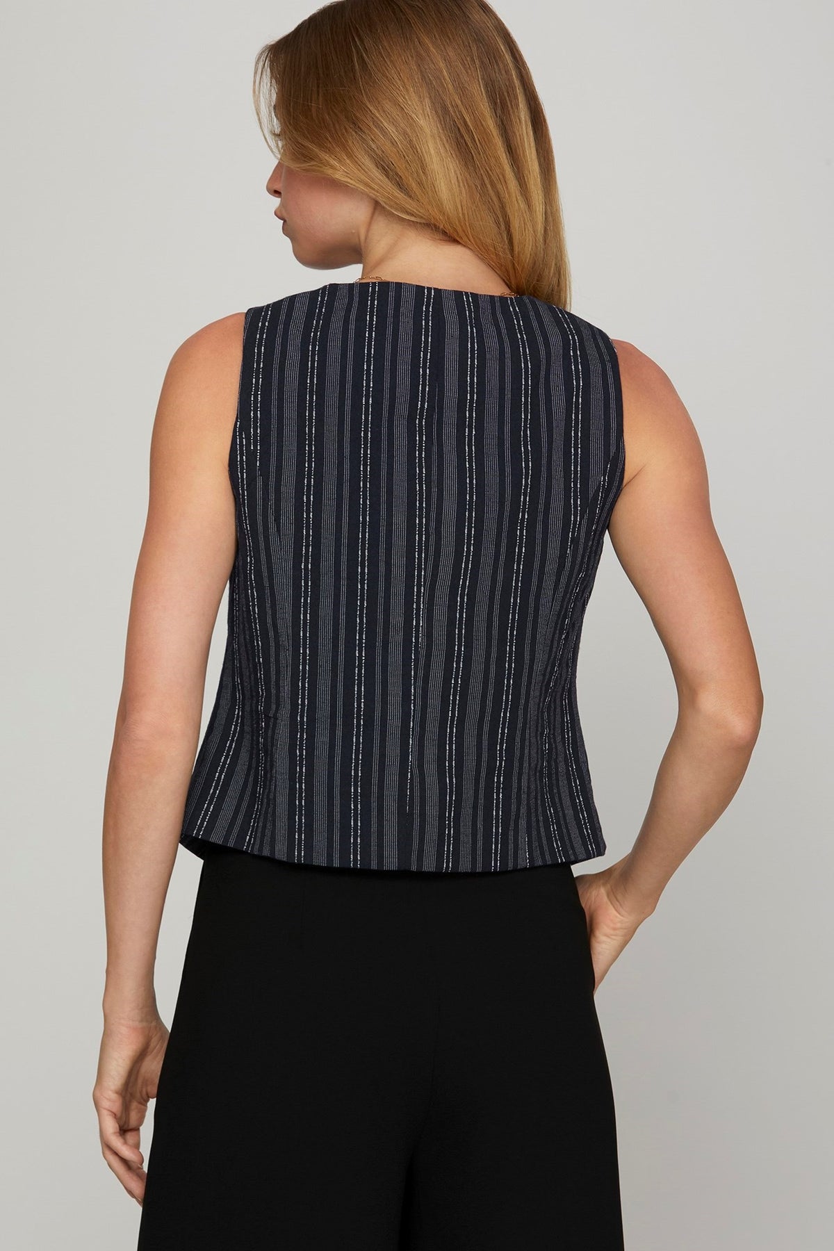 Navy Pinstripe Vest