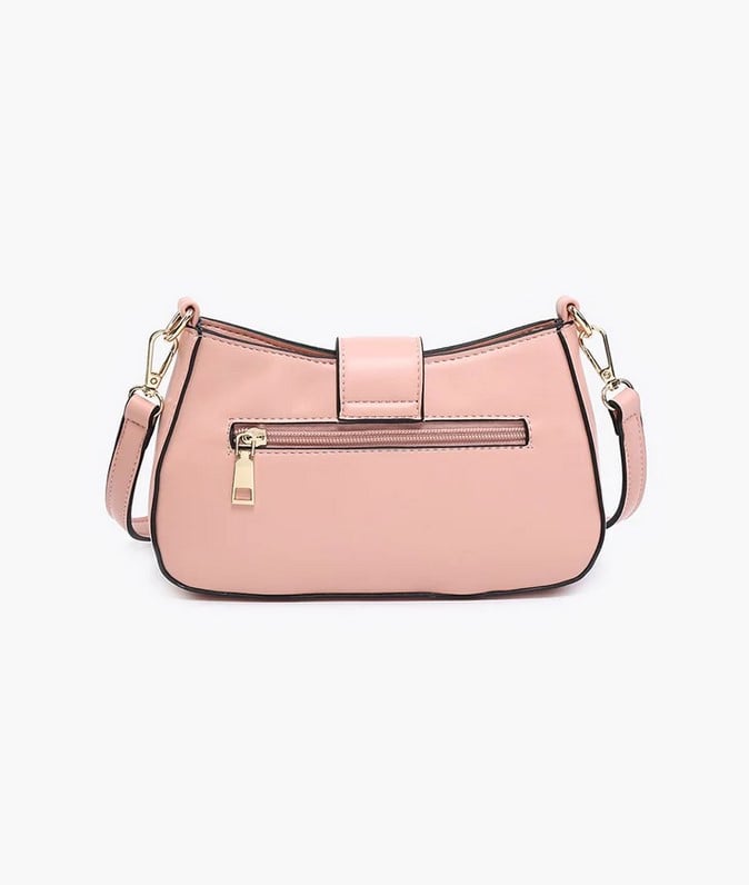 Celina Pink Straw and Leather Shoulder Handbag