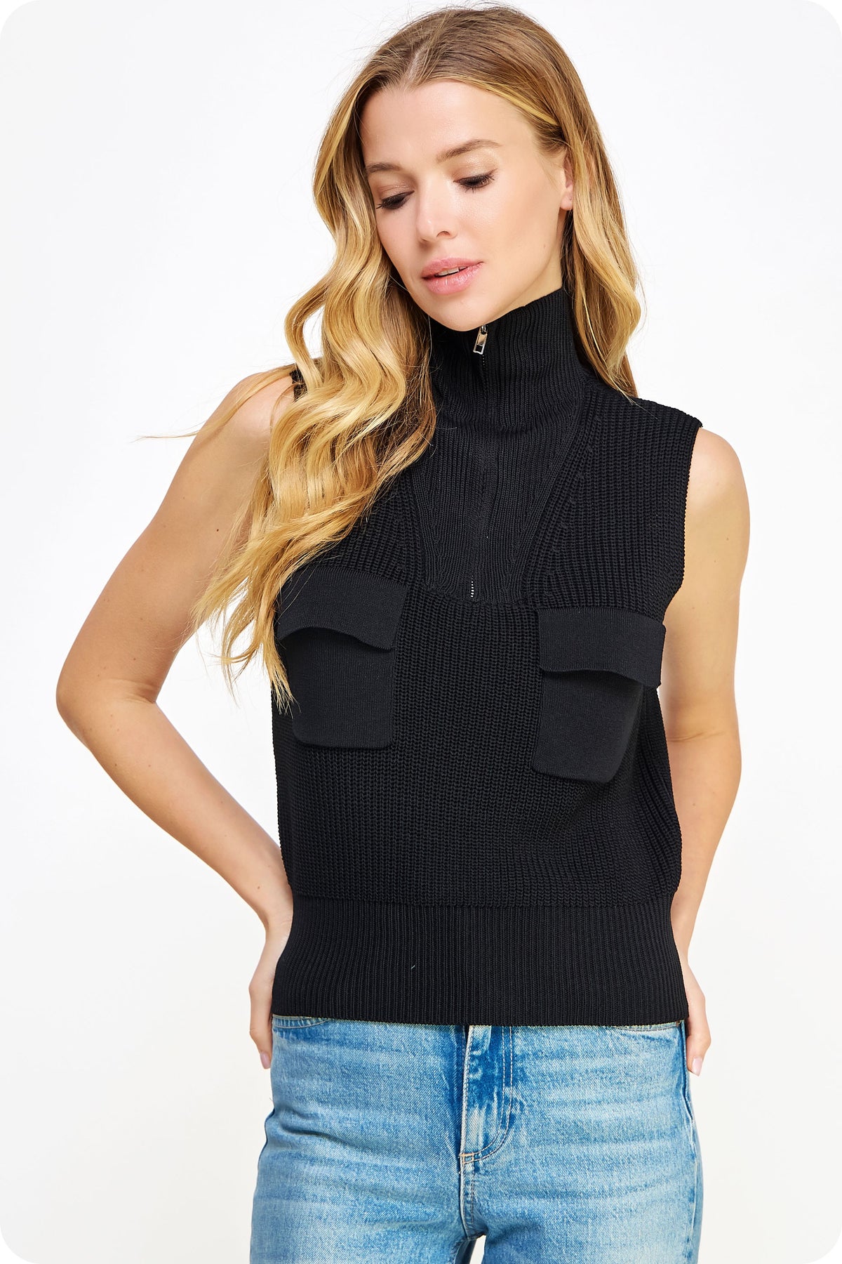 Black Knit Sweater Vest