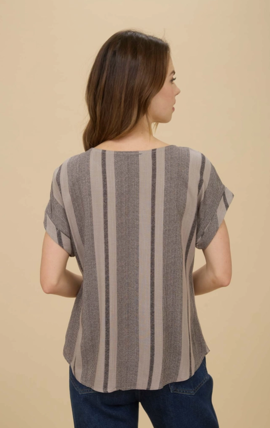 Taupe Stripes Blouse