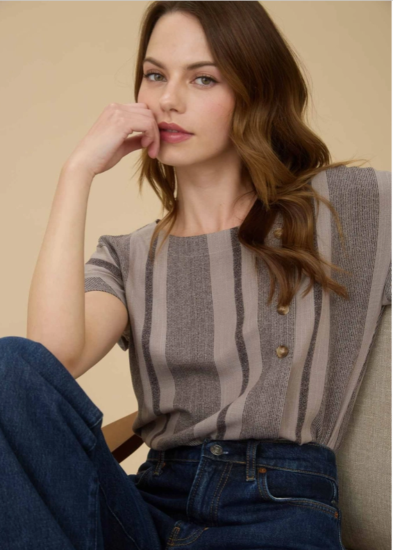Taupe Stripes Blouse