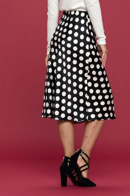 Polka dot a line midi outlet skirt